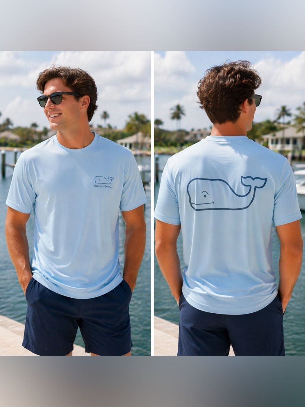 Vineyard Vines Men’s Sky Blue Whale Logo Short Sleeve Performance Tee NWOT Med